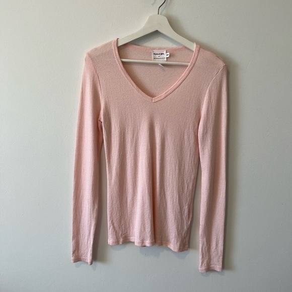 Anthropologie Long Sleeve Pink Knit Tee - Picture 2 of 10